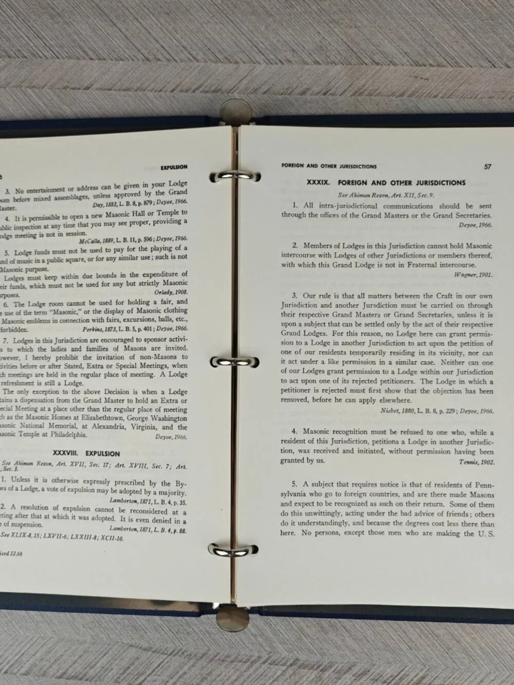 Digest Of Decisions Pennsylvania Grand Lodge HC Binder 1966 Freemasonry Manual